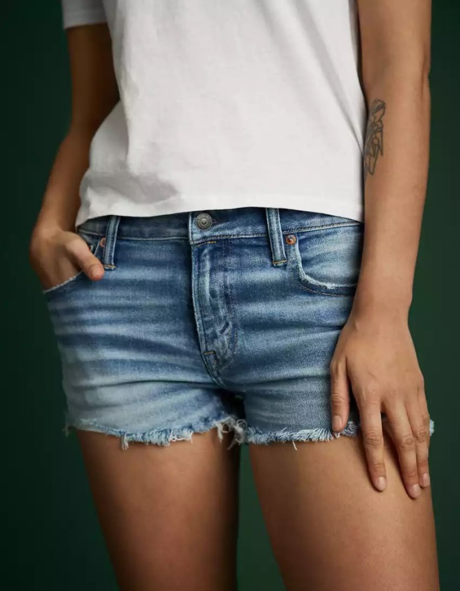 Shorts American Eagle AE77 High-Waisted Denim Indigo Femme | YRF-92141801